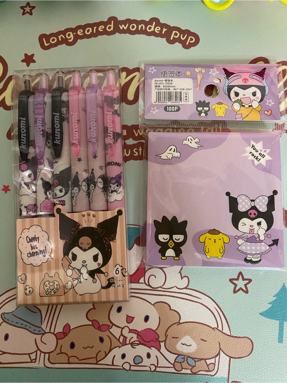 Kuromi Purple Character Pen & Notepad Set